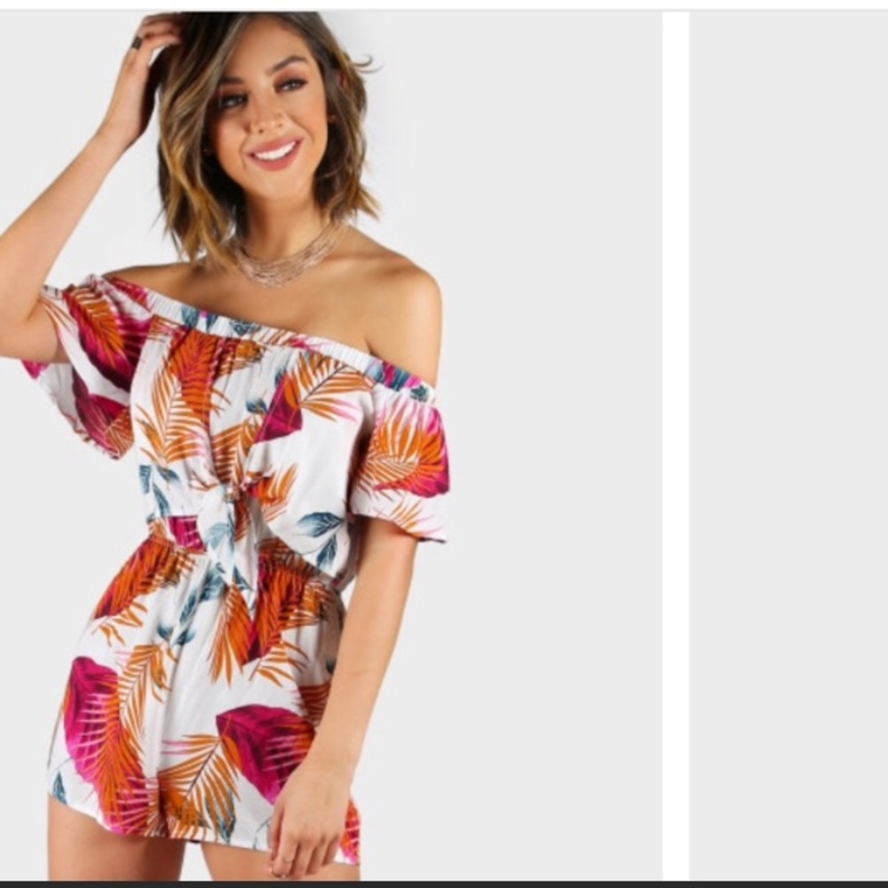 Palm print romper